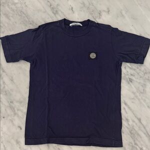 Stone Island Dark Blue Tee with Logo Patch